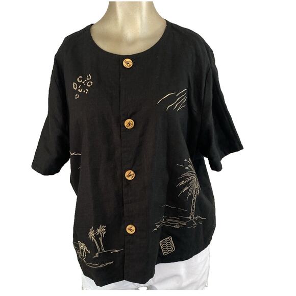 Ease Sport Sportswear Women 12 Elephant Top Shacket reversible Linen Blend - Picture 4 of 9